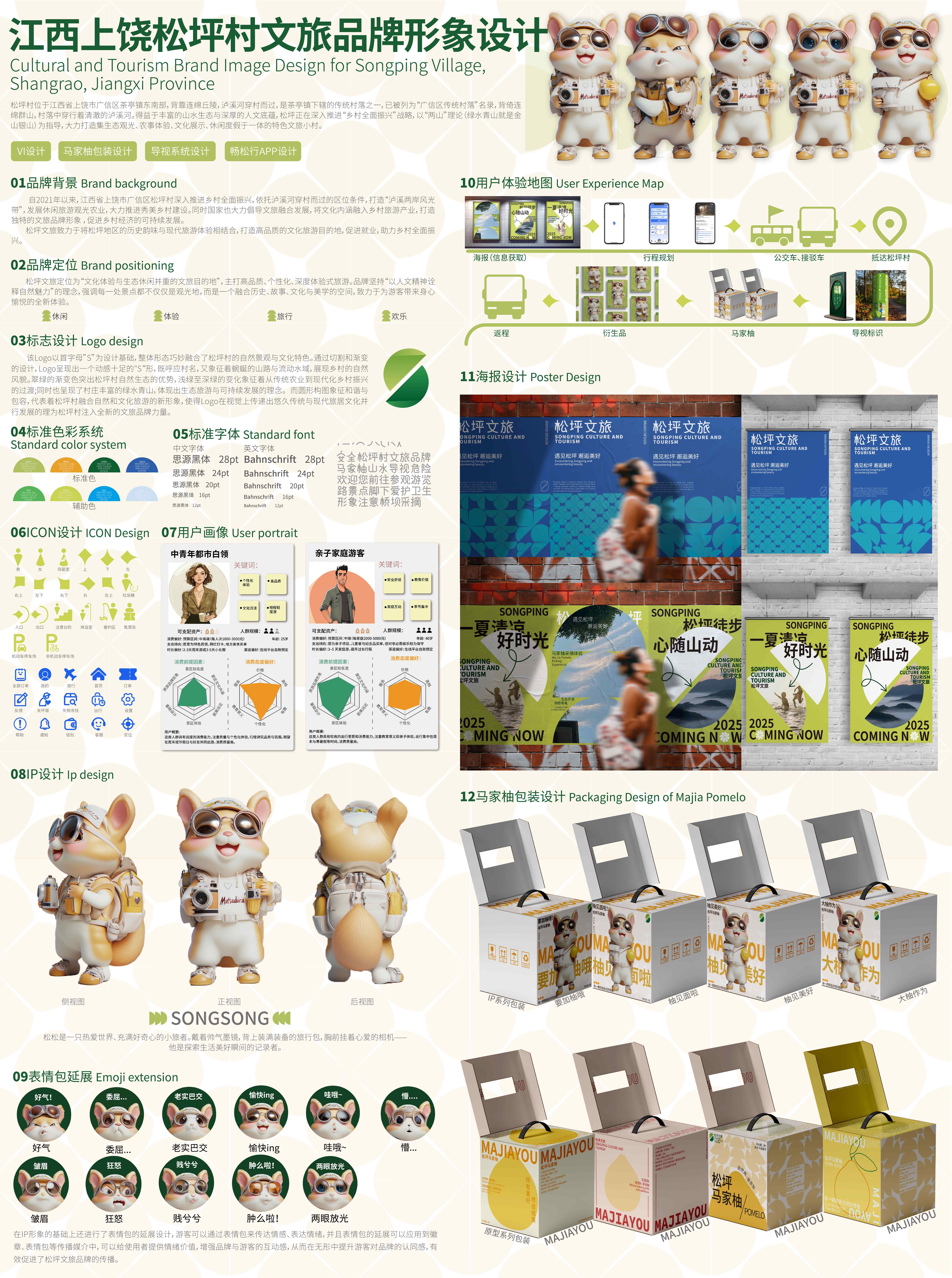 松坪村文旅品牌形象设计 - 品牌定位、VI系统、IP形象、包装设计
